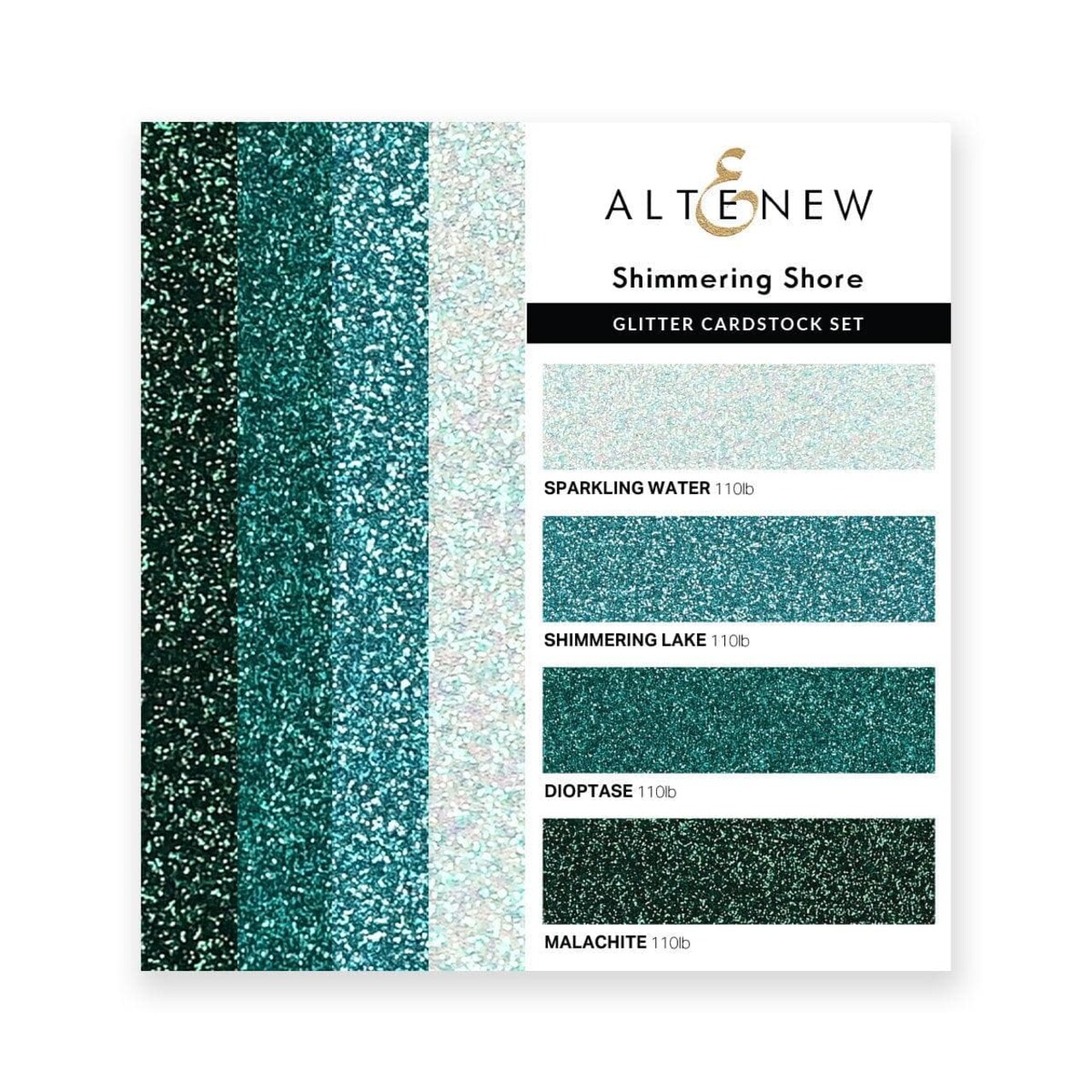 Glitter Gradient Cardstock Set - Shimmering Shore (4 Colors, 16 sheets)